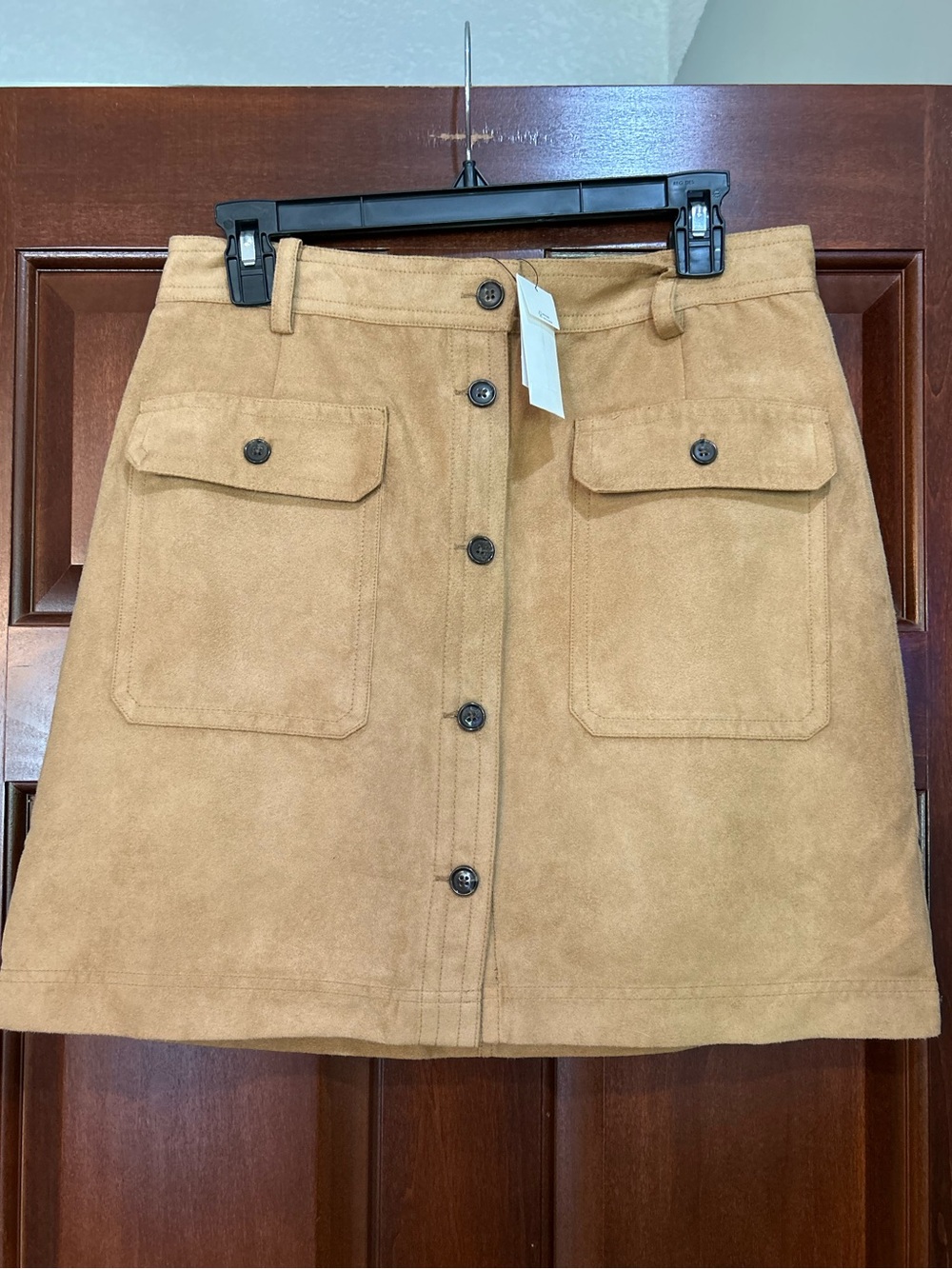 NWT Banana Republic Camel Faux Suede Utility Mini Skirt Size 8